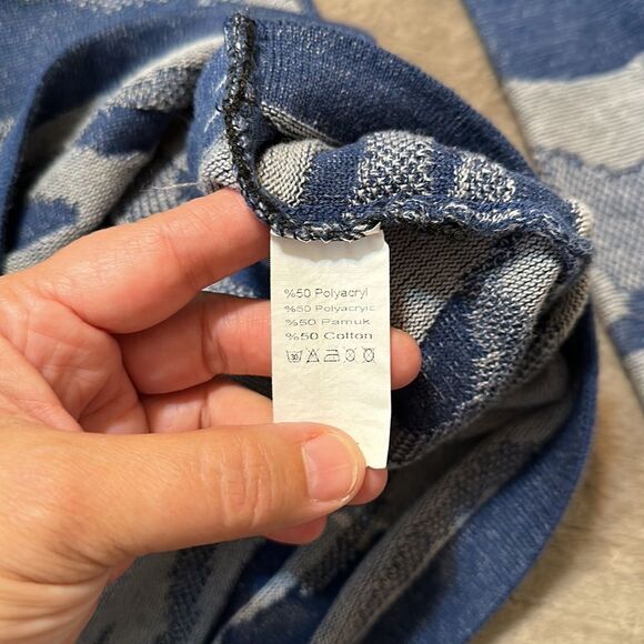 Roy Garage 2X Cotton Blend Heather Blue Fine Knit Crewneck Pullover Sweater - Picture 9 of 9